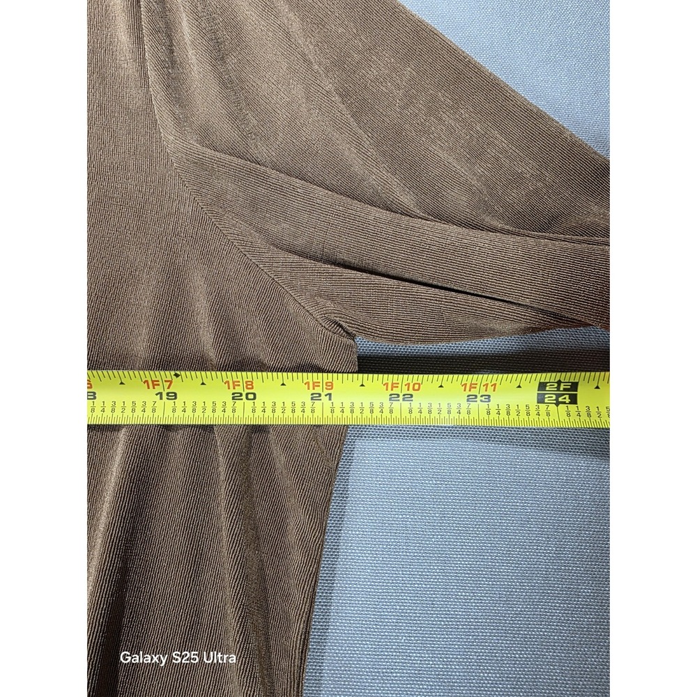 Chicos Travelers 3 16/18 Tie Side Blouse 3/4 Sleeve  Mocha Brown Comfort Classic - Picture 5 of 7